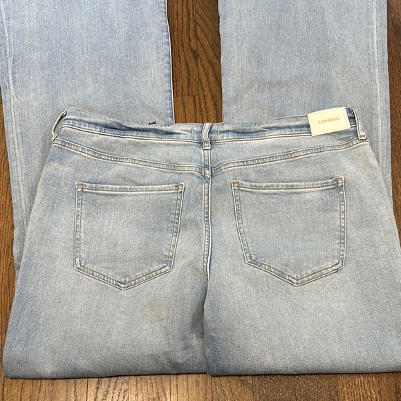 Express Long Light Blue Fade Wide Legs 70s Flare Women's Jeans 16L - Picture 10 of 13
